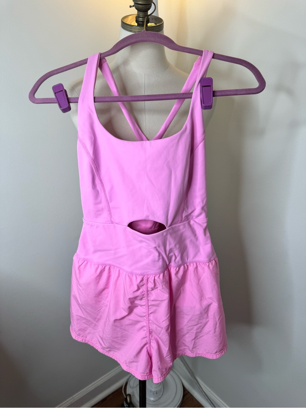 Free People FP Movement Women’s Small Pink Righteous Runsie Shorts Romper
